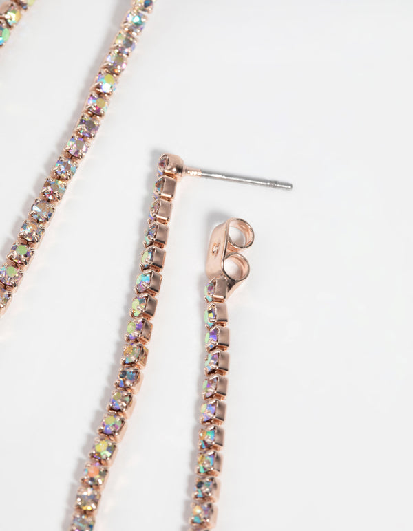 Rose Gold Diamante Drop Earrings