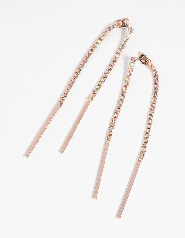 Rose Gold Diamante Drop Earrings