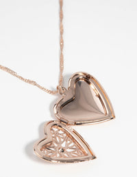 Rose Gold Diamante Heart Locket Necklace - link has visual effect only