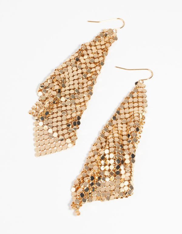 Gold Chain Mail Drop Earrings