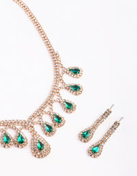 Gold Teardrop Necklace & Earrings Set - link has visual effect only