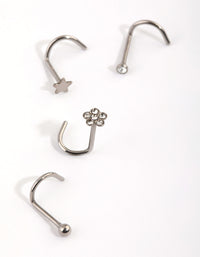 Titanium Star & Flower Nose Stud 4-Pack - link has visual effect only