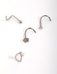 Titanium Star & Flower Nose Stud 4-Pack - link has visual effect only
