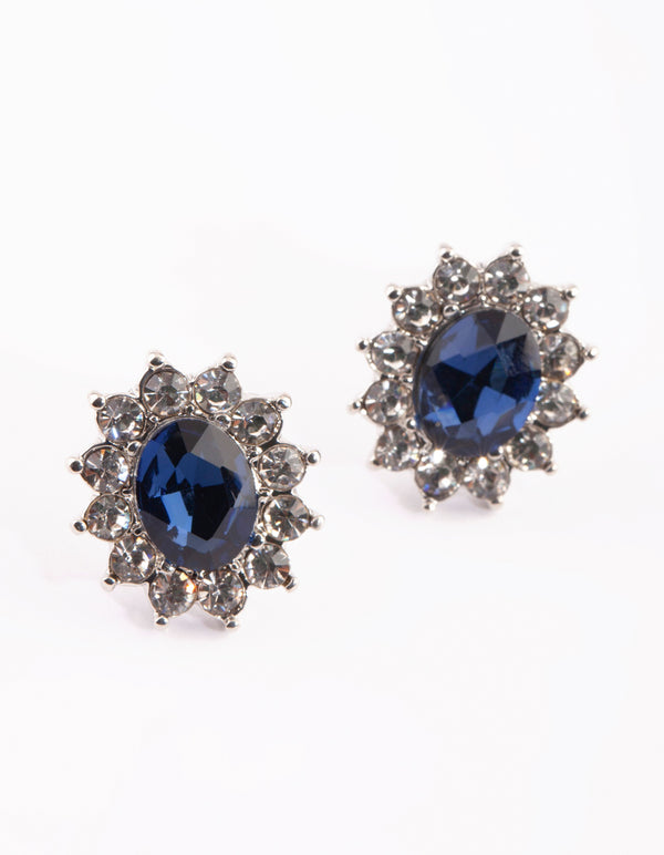 Rhodium Diamante & Flower Stud Earring Pack