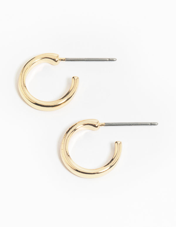 Gold Simple Huggie Hoop Earrings
