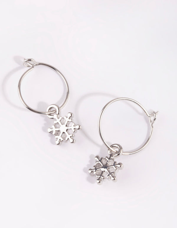 Festive Snowflake Hoop Earrings