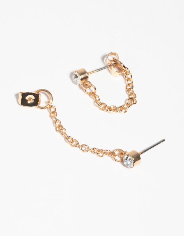 Gold Diamante Chain Earrings