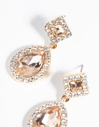 Gold Diamond Simulant Oval Drop Earrings - link has visual effect only