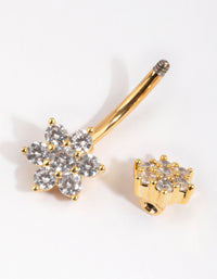 Gold Plated Titanium Flower Belly Bar - link has visual effect only