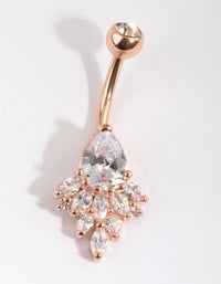 Rose Gold Plated Titanium Diamante Belly Bar - link has visual effect only