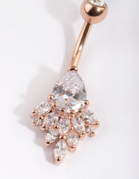 Rose Gold Plated Titanium Diamante Belly Bar - link has visual effect only