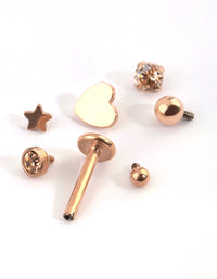 Rose Gold Plated Titanium Heart & Star Flat Back 6-Pack - link has visual effect only