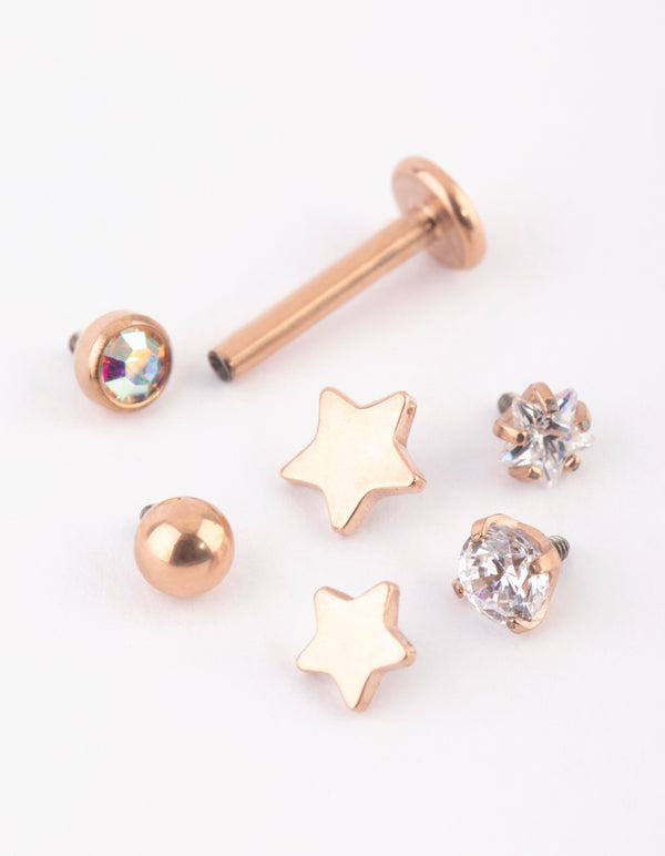 Rose Gold Plated Star Flat Back 6-Pack