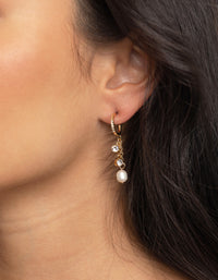 Gold Plated Drop Earrings with Freshwater Pearls - link has visual effect only