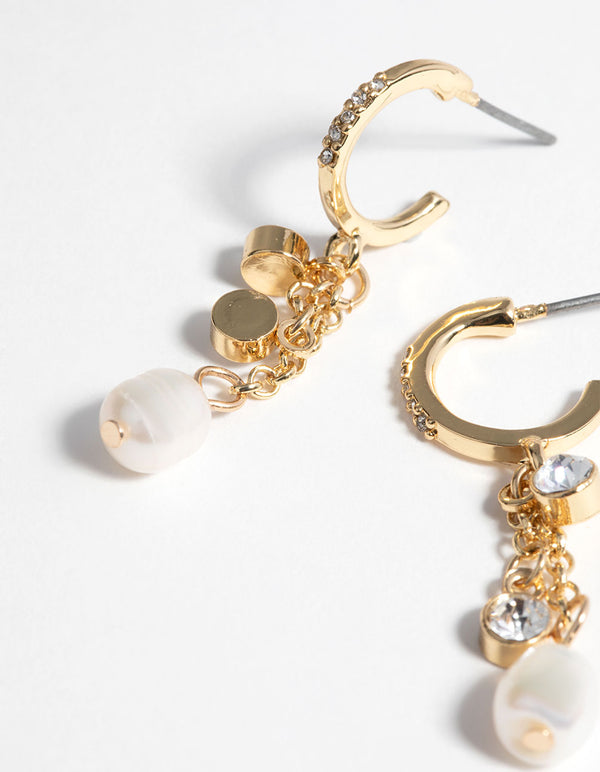 Gold Plated Drop Earrings with Freshwater Pearls