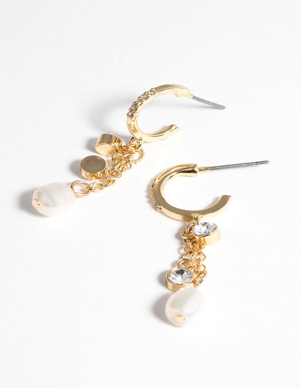 Gold Plated Drop Earrings with Freshwater Pearls