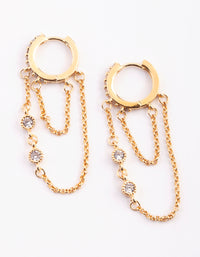 Gold Plated Huggie Hoop Earrings with Diamante - link has visual effect only