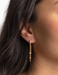 Gold Plated Huggie Hoop Earrings with Diamante - link has visual effect only
