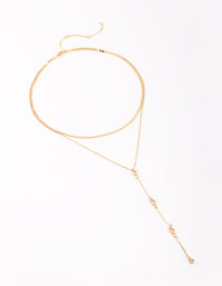 Gold Plated Lariat Necklace Set - link has visual effect only