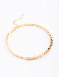 Gold Plated Baguette Bangle with Cubic Zirconia - link has visual effect only