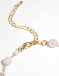 Gold Plated Bracelet with Rose Quartz - link has visual effect only
