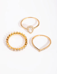 Gold Plated Teardrop Halo Ring - link has visual effect only
