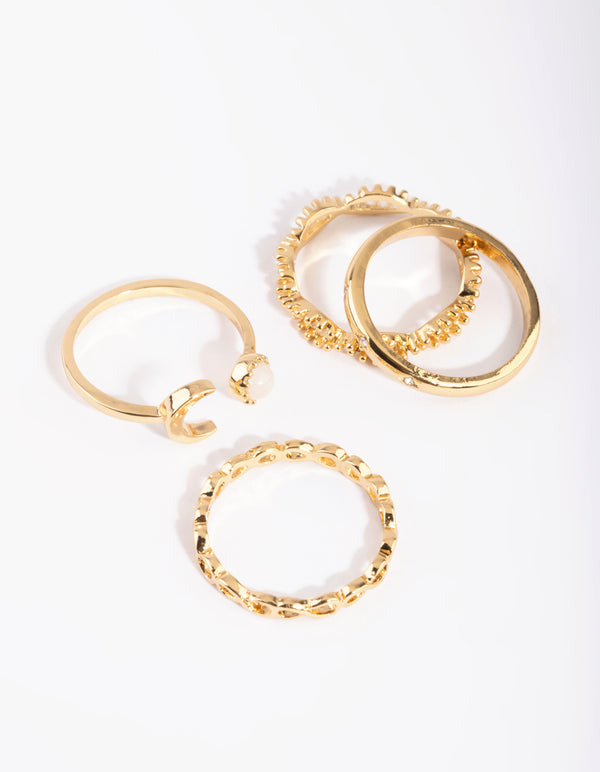 Gold Moon Ring 4-Pack