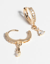 Gold Huggie Hoop Earrings with Cubic Zirconia - link has visual effect only