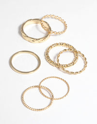 Gold Plated Twisted Band Ring Stack Pack - link has visual effect only