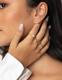 Gold Plated Ring Stack Pack with Freshwater Pearls - link has visual effect only