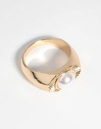 Gold Hexagon Pearl Ring - link has visual effect only