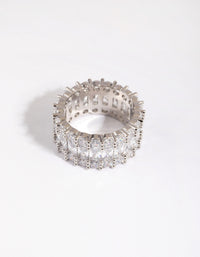 Rhodium Baguette Cubic Zirconia Ring - link has visual effect only