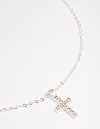 Silver Diamante Cross Necklace - link has visual effect only