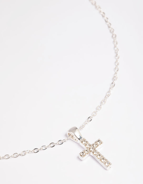 Butterfly Cross Necklace 925 Sterling Silver Cross Necklace for Women