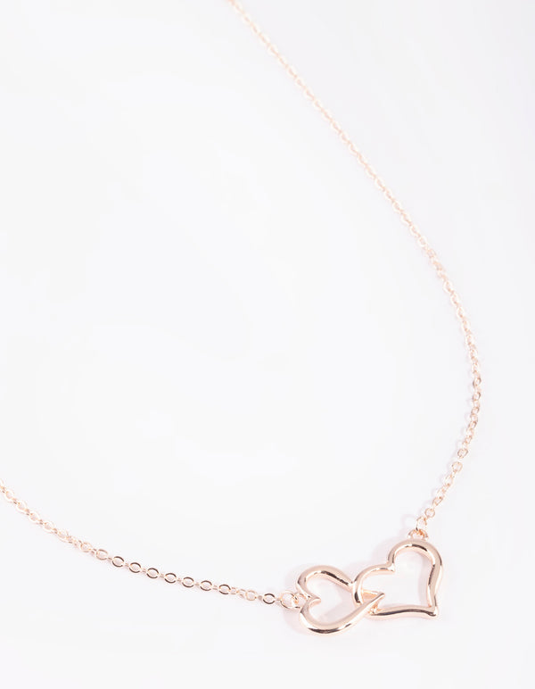 Rose Gold Interlocked Hearts Necklace