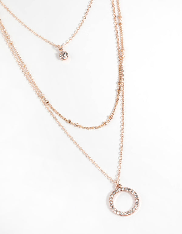 Stainless Steel) Lynn Simple Layered Necklace in Rose Gold | Arva.co