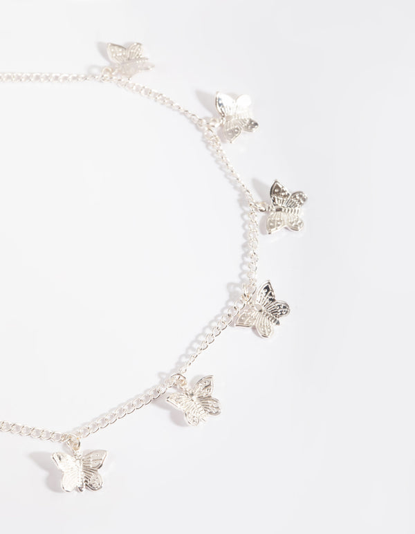 Silver Butterfly Chain Anklet