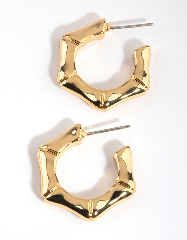 Gold Plated Bamboo Hoop Earrings