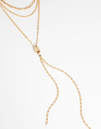 Gold Plated Layered Lariat Necklace - link has visual effect only