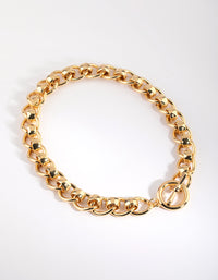 Gold Plated Chunky Fob Necklace - link has visual effect only
