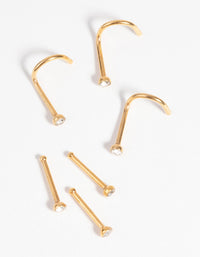 Gold-Plated Surgical Steel Nose Stud 6-Pack - link has visual effect only