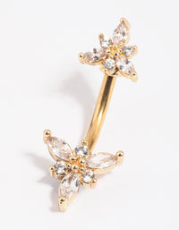 Gold Plated Surgical Steel Flower Belly Bar - link has visual effect only