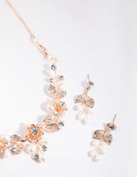 Rose Gold Diamante & Pearl Necklace - link has visual effect only