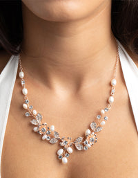 Rose Gold Diamante & Pearl Necklace - link has visual effect only