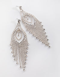 Silver Diamante Tassel Statement Earrings - link has visual effect only
