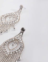 Silver Diamante Tassel Statement Earrings - link has visual effect only