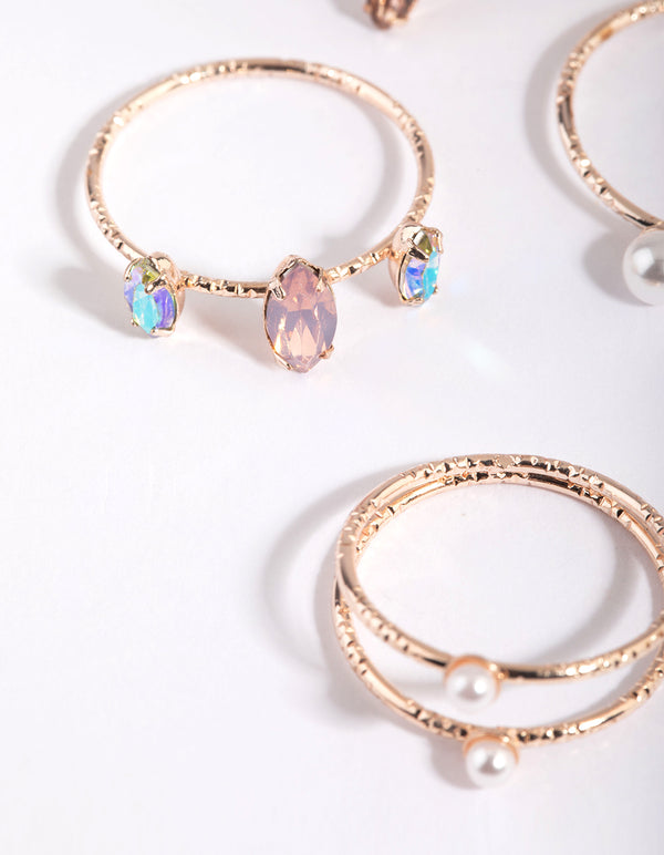 Rose Gold Oval Ring Pack