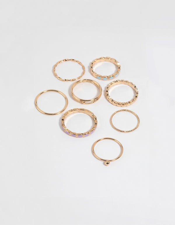 Gold Enamel Circle Ring Pack