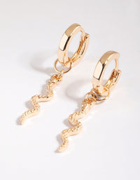 Gold Snake Huggie Hoop Earrings - link has visual effect only