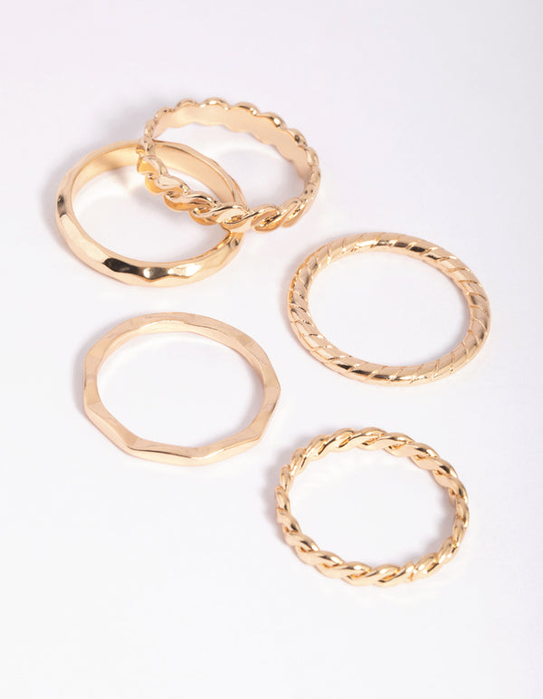 Gold Chain Link Ring 5-Pack